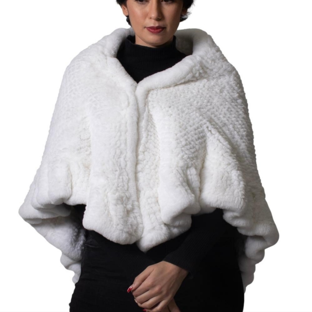 White Rex Rabbit Fur Cape